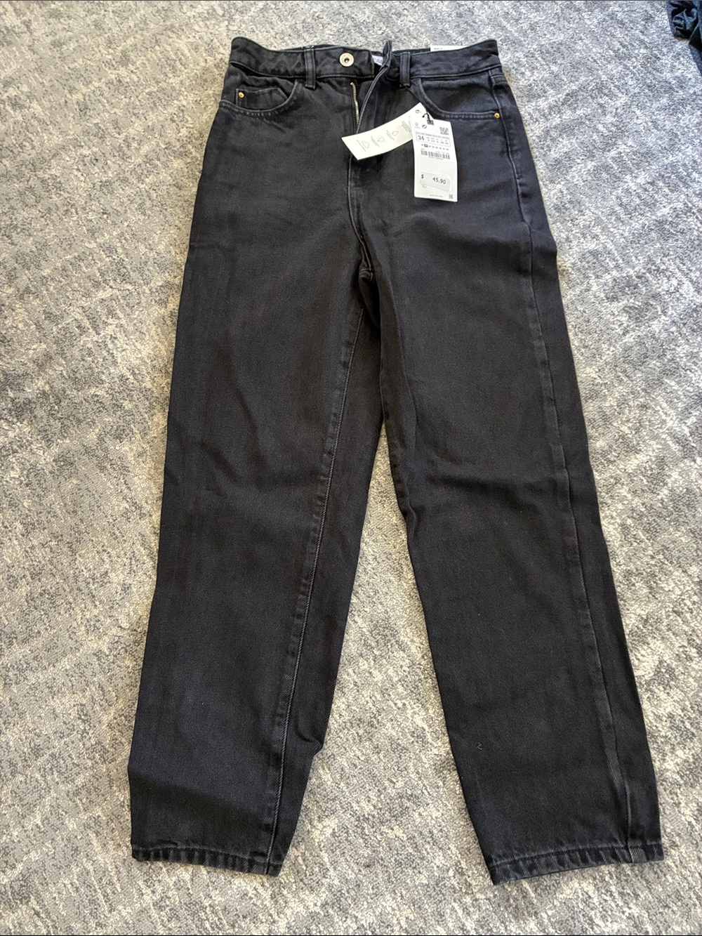 Zara Washed Black Mom-Fit Jeans